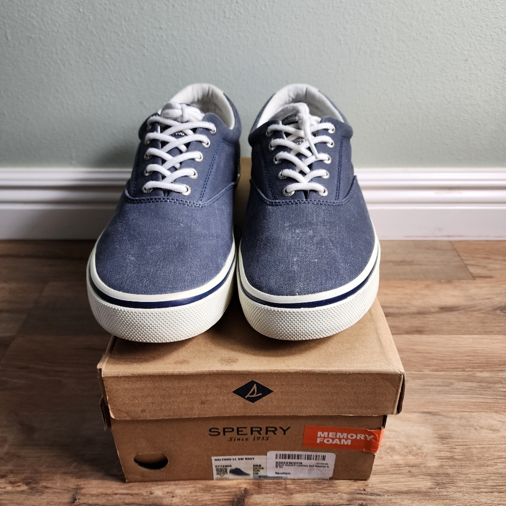 Men's Sperry Halyard CVO Sneaker Washed Navy Size 12 - Picture 7 of 11